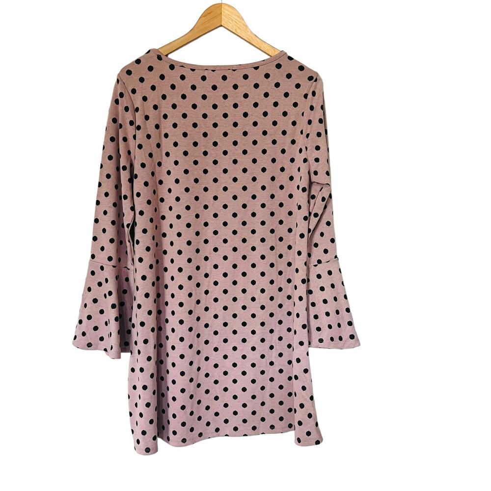 Wallflower Knit Polka Dot Bell Sleeve Tunic Sweater Dress Size XL NWT Pink Black - Picture 2 of 7